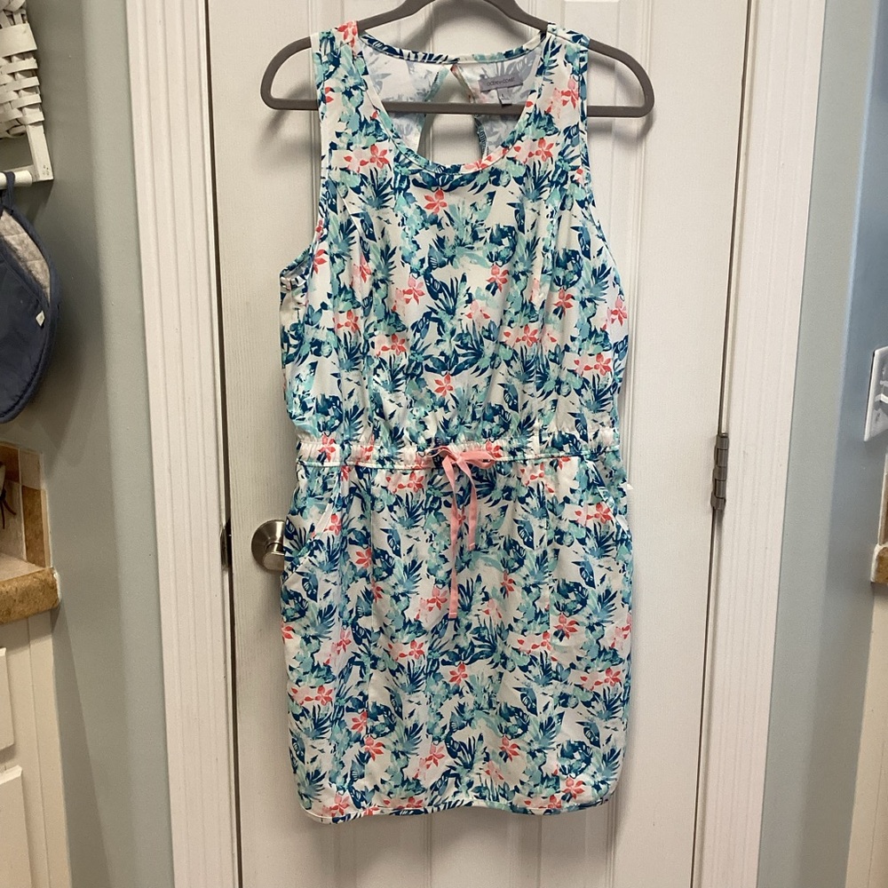 Ocean coast SZ L swimsuit cover up pockets stretch lightweight floral dress